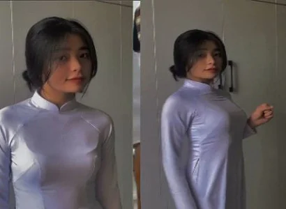 Em áo dài mông tròn phê như điên